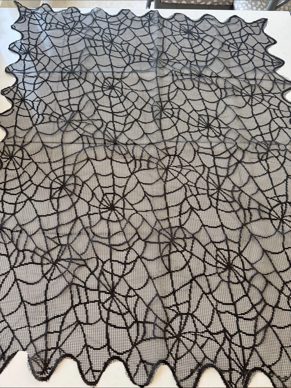 Black Spiderweb Lace Table Runner - Home Accents NWOT 40